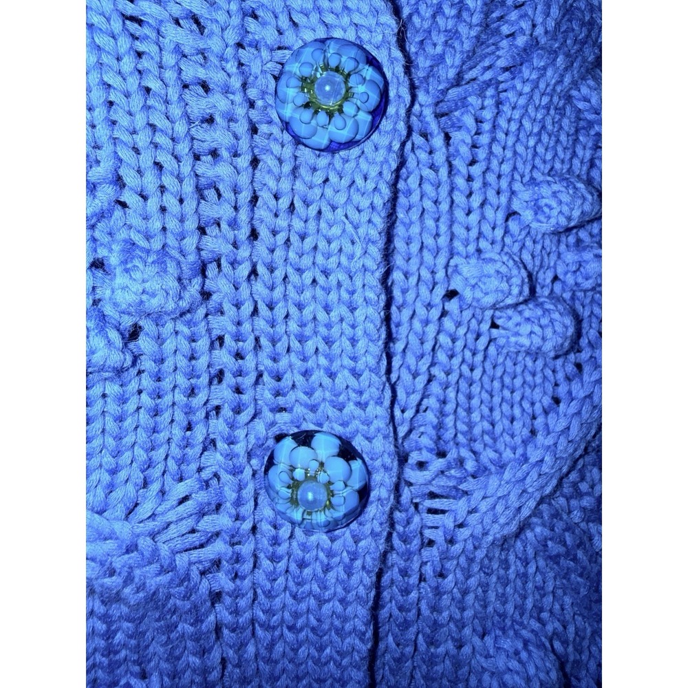 Anthropologie Heartloom Women's Sweater Size Small Blue‎ Flower Buttons - Picture 5 of 7